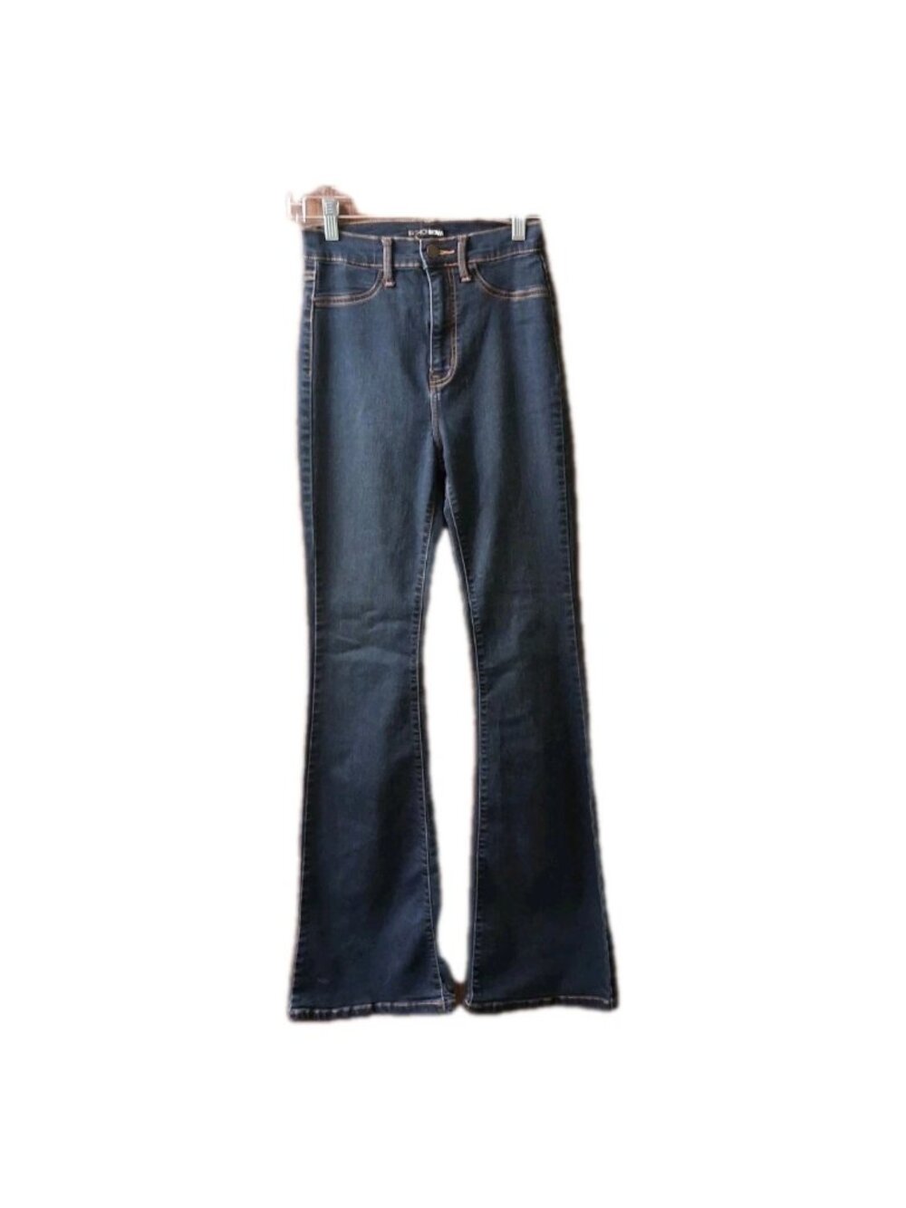 Juniors Size 5 Dark Wash High Rise Wide Leg Bootcut Pockets Stretch Jeans